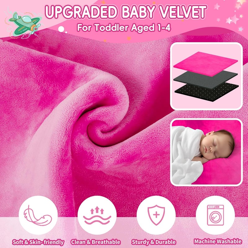 GoCozy Toddler Airplane Bed, Travel Essentials for Kids, Soft Toddler Airplane Travel Essentials with Sticker Book, Pink - Image 3